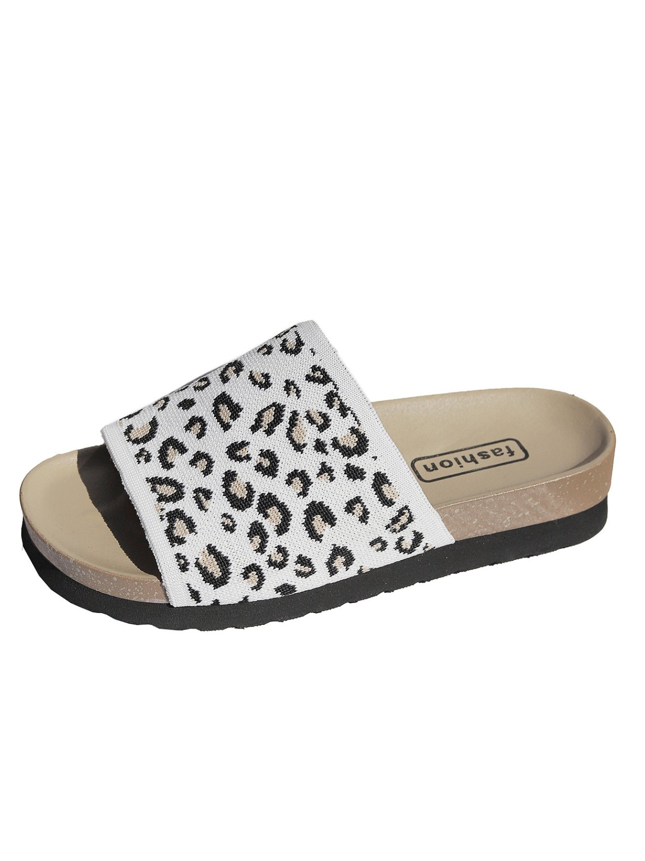 Mesh Fabric Summer Casual Leopard Slide Sandals