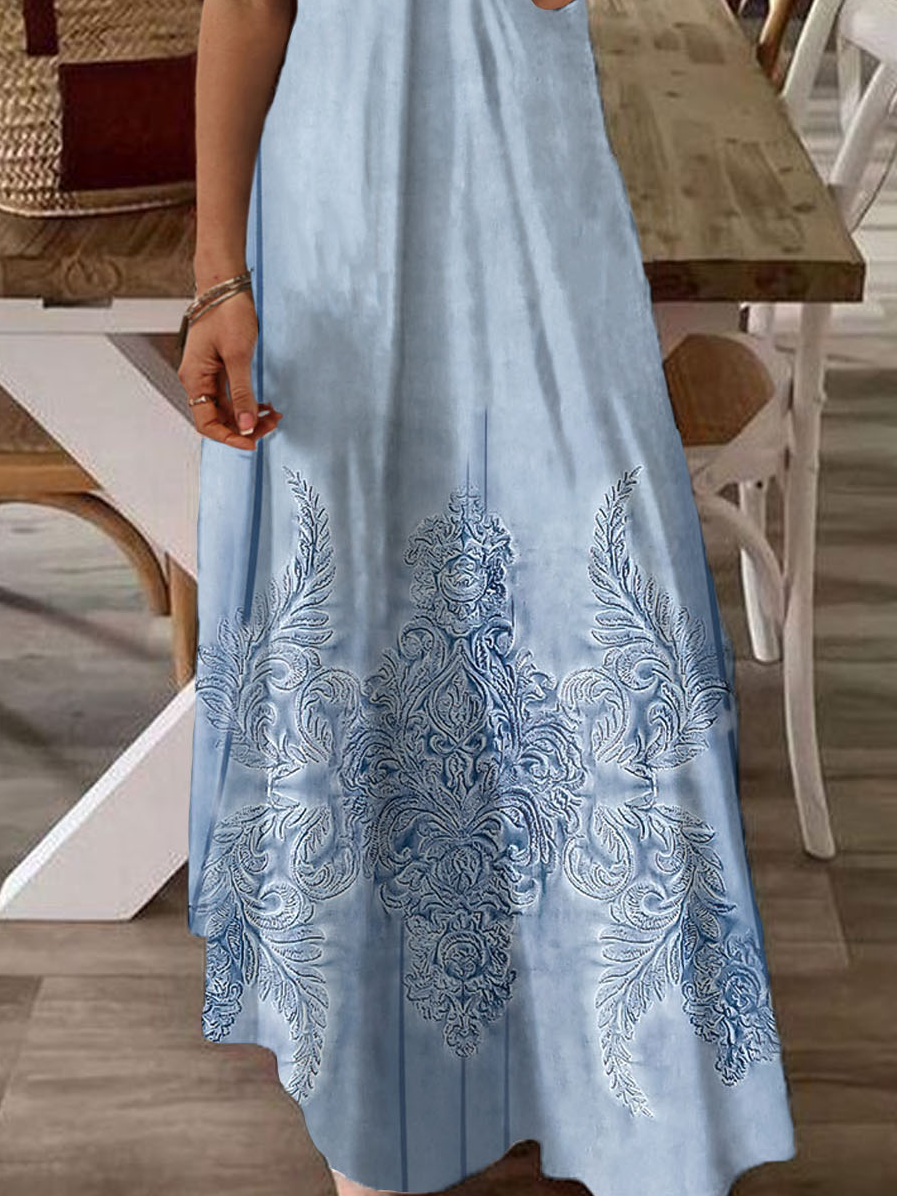 Casual Square Neck Print Dress
