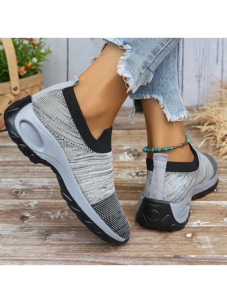 All Season Plain Mesh Fabric Flyknit Sneakers