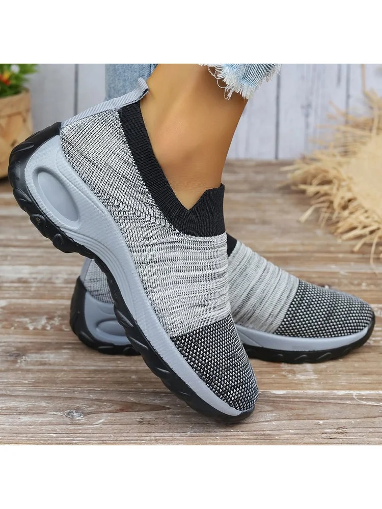 All Season Plain Mesh Fabric Flyknit Sneakers