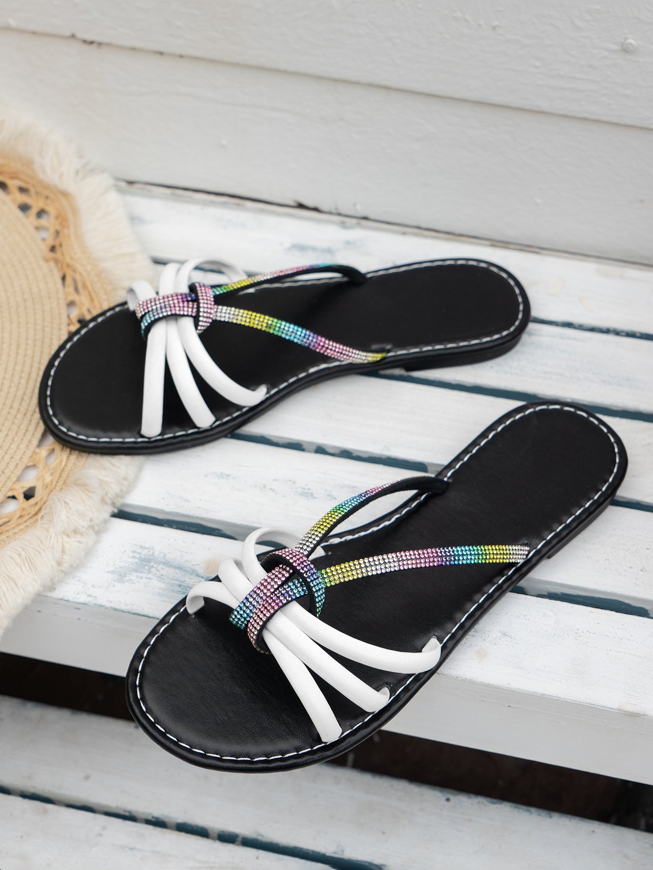 Summer Pu Plain Casual Slide Sandals