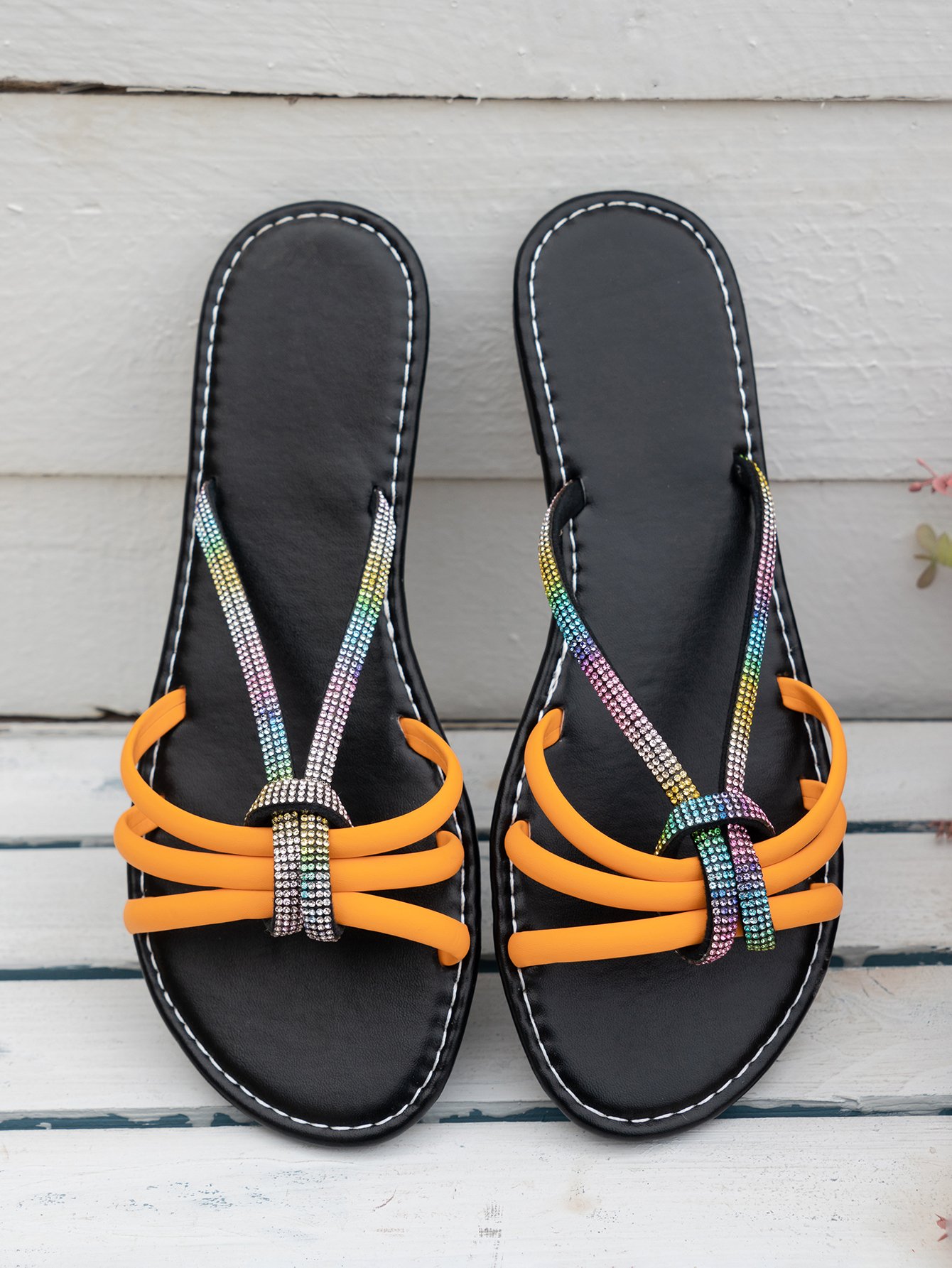 Summer Pu Plain Casual Slide Sandals
