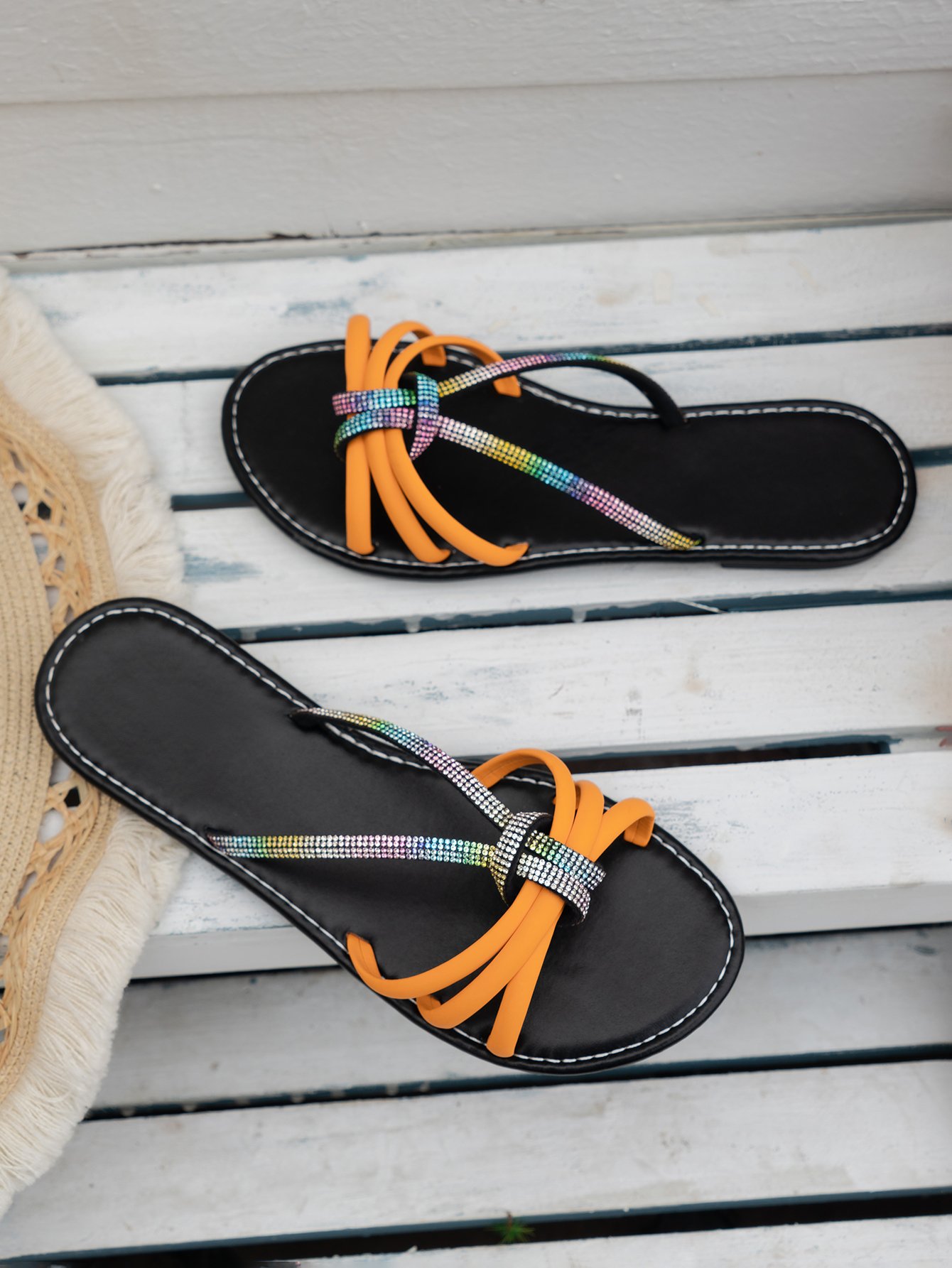 Summer Pu Plain Casual Slide Sandals