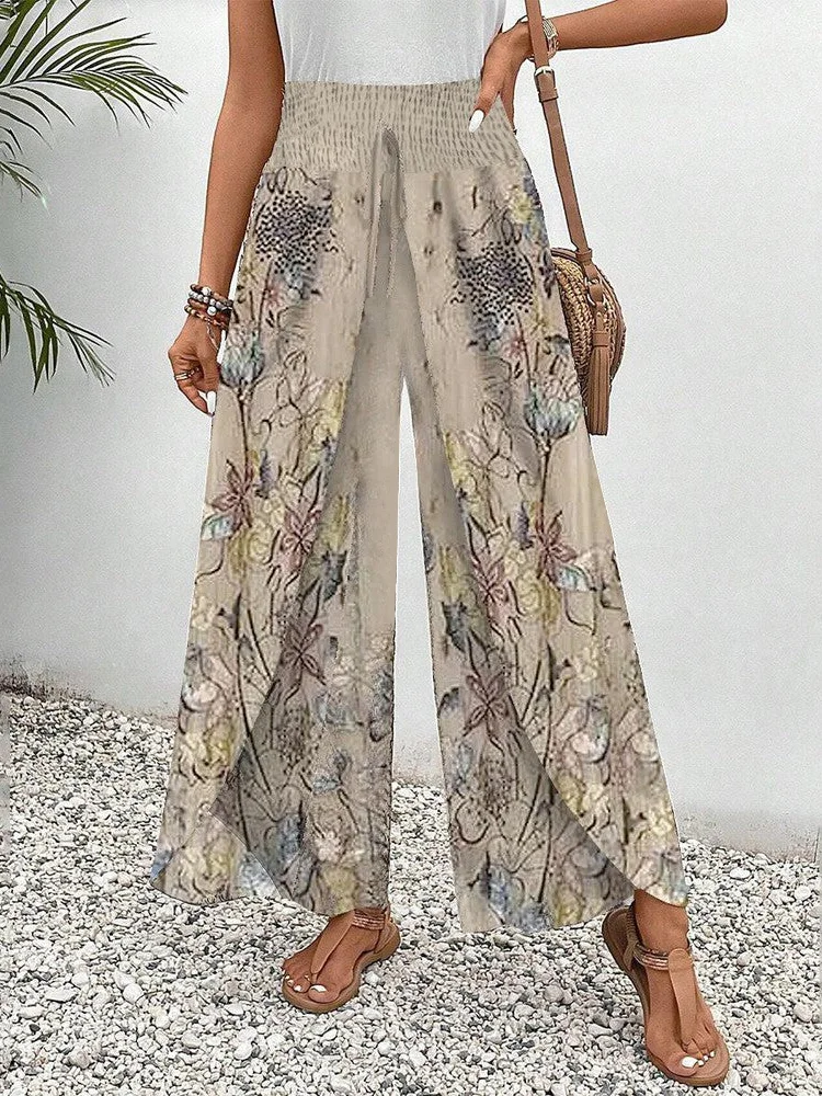 Random Print Casual Pants