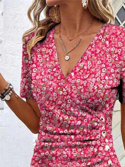 Casual Knitted Regular Fit Buckle T-Shirt