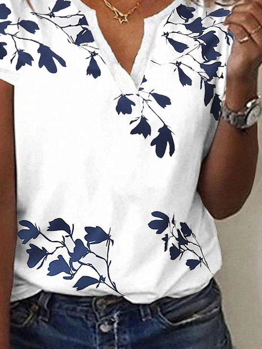 Plus Size Casual Floral T-Shirt