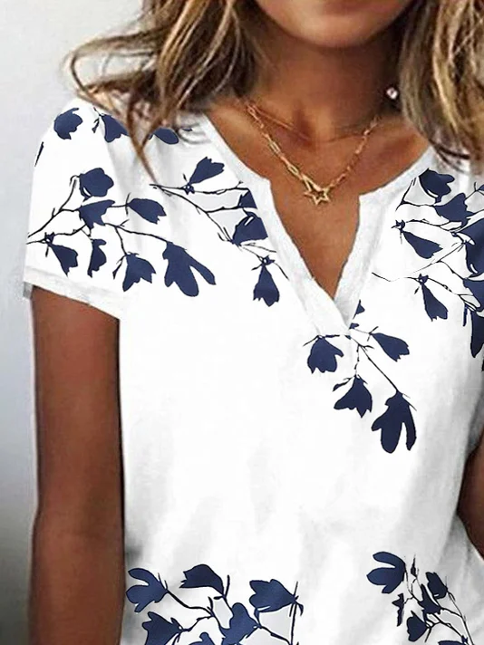 Plus Size Casual Floral T-Shirt