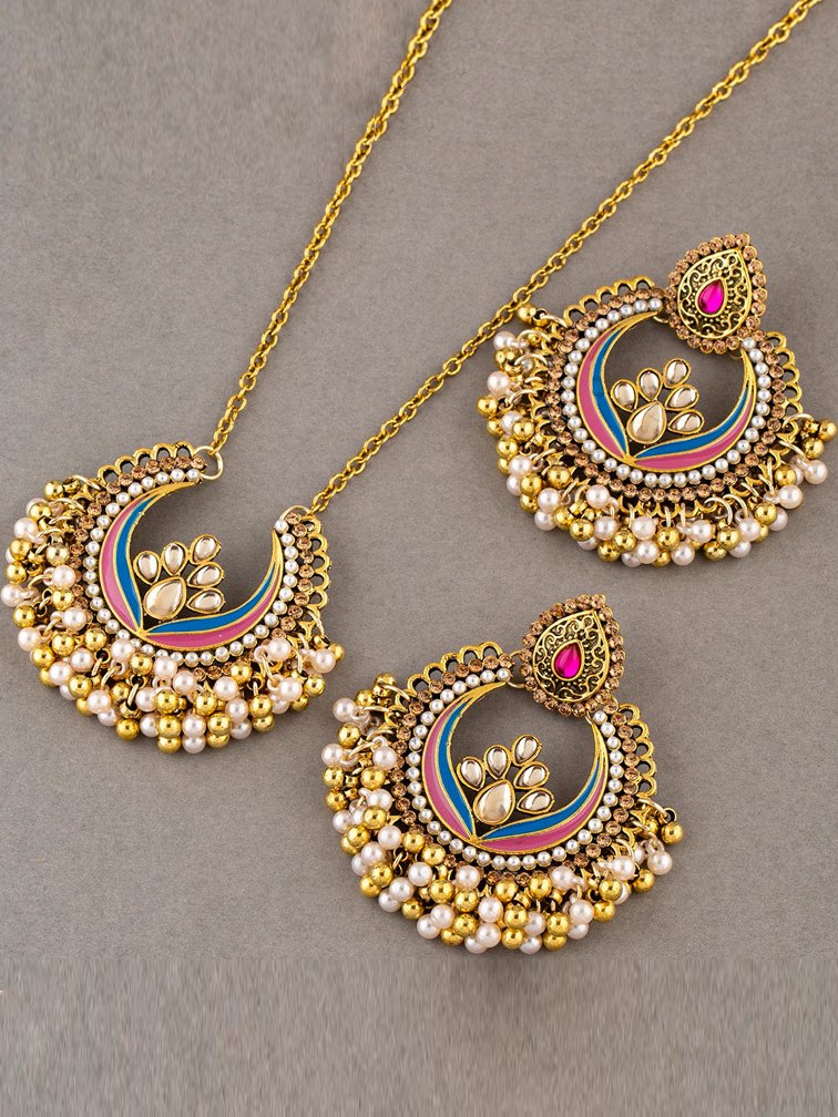 Ethnic style retro earring necklace 2-piece set