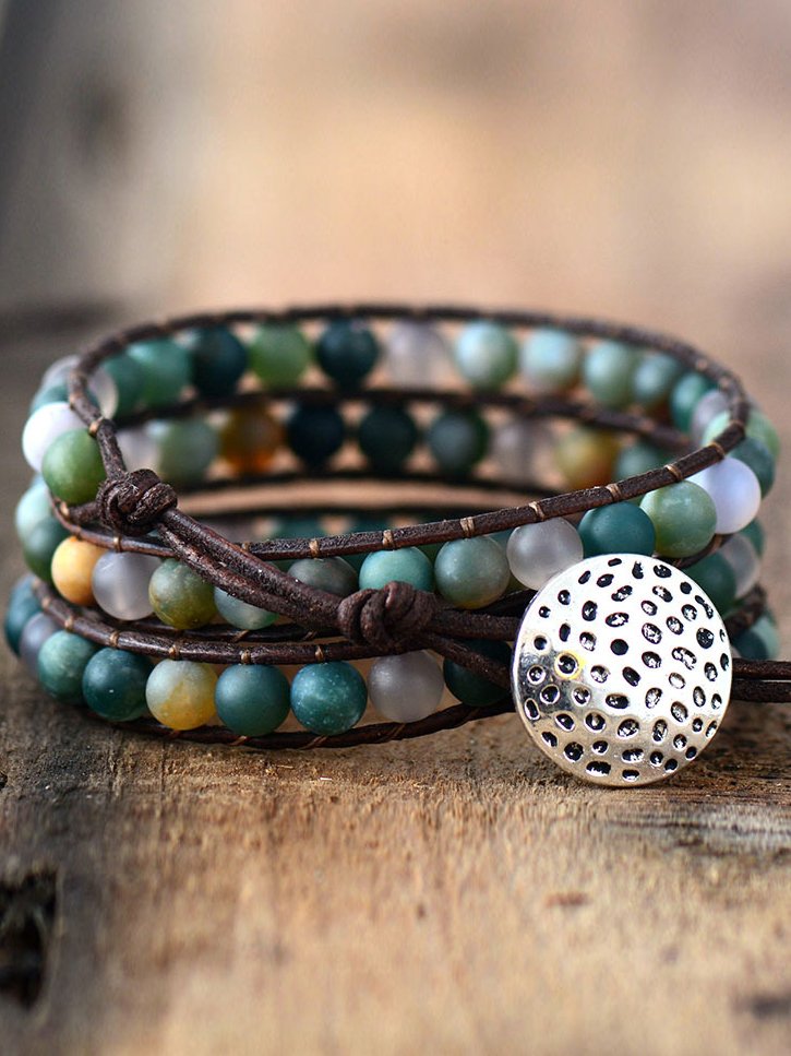 Matte hand woven leather bracelet