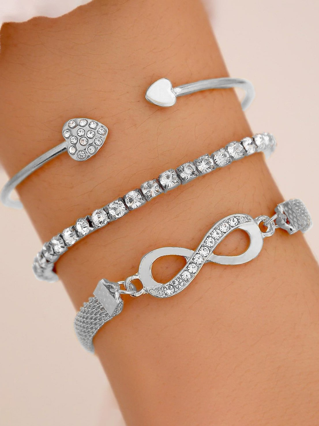 Creative retro 3-piece metal bracelet set