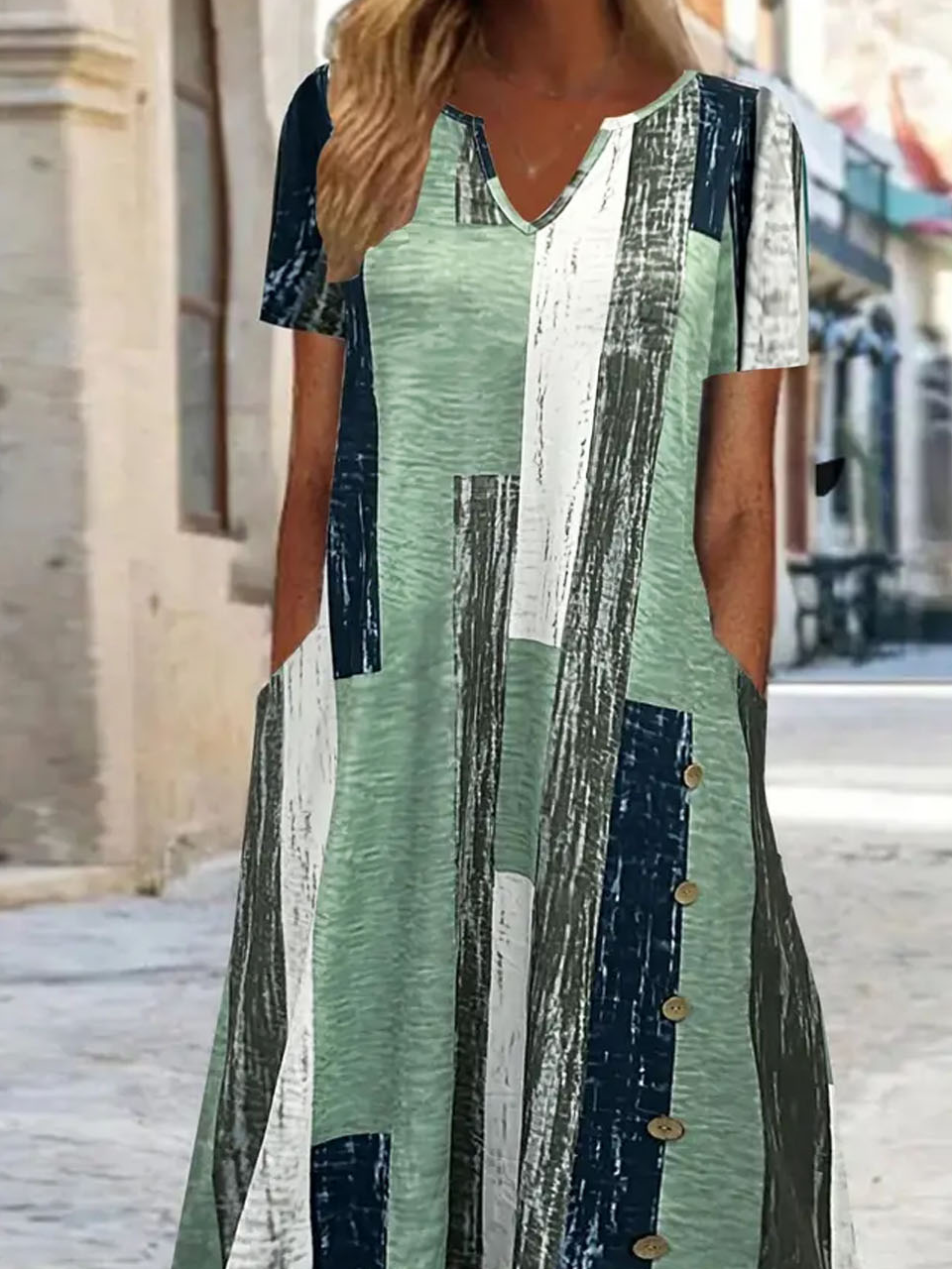 Geometric Loose Jersey Casual Dress