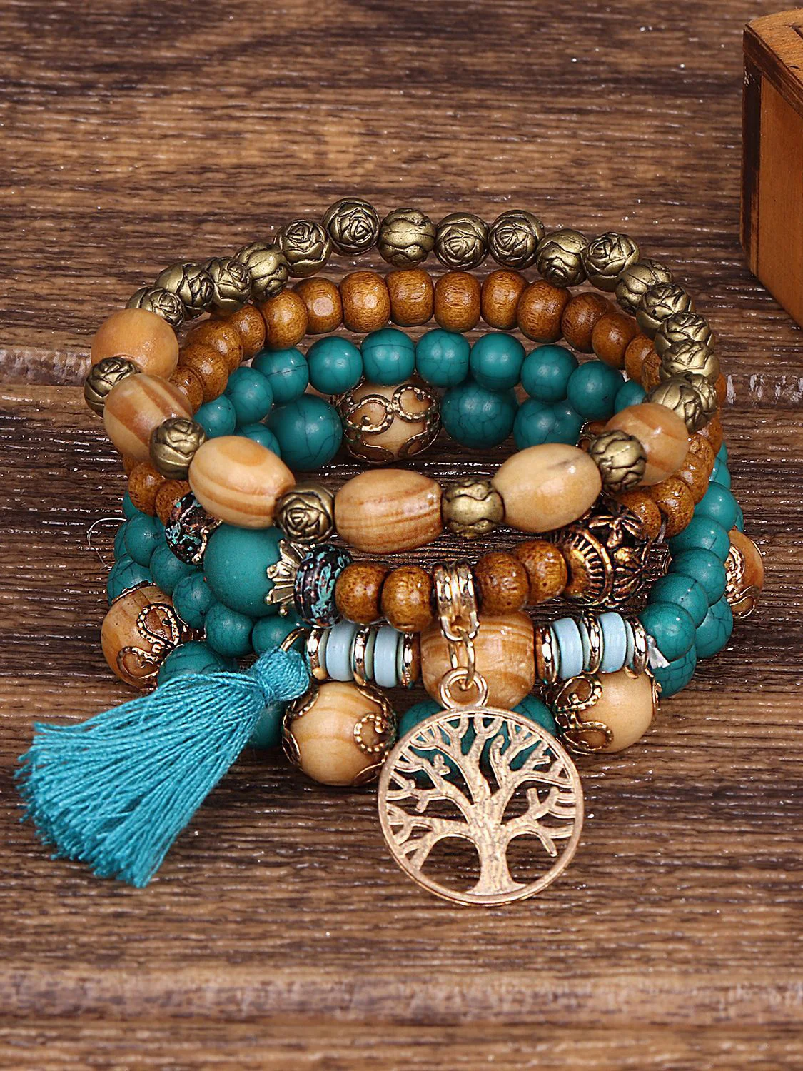 Turquoise Tassel Multi-layer Bracelet