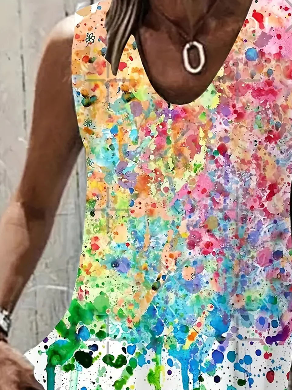 Casual Abstract Loose Tank Top