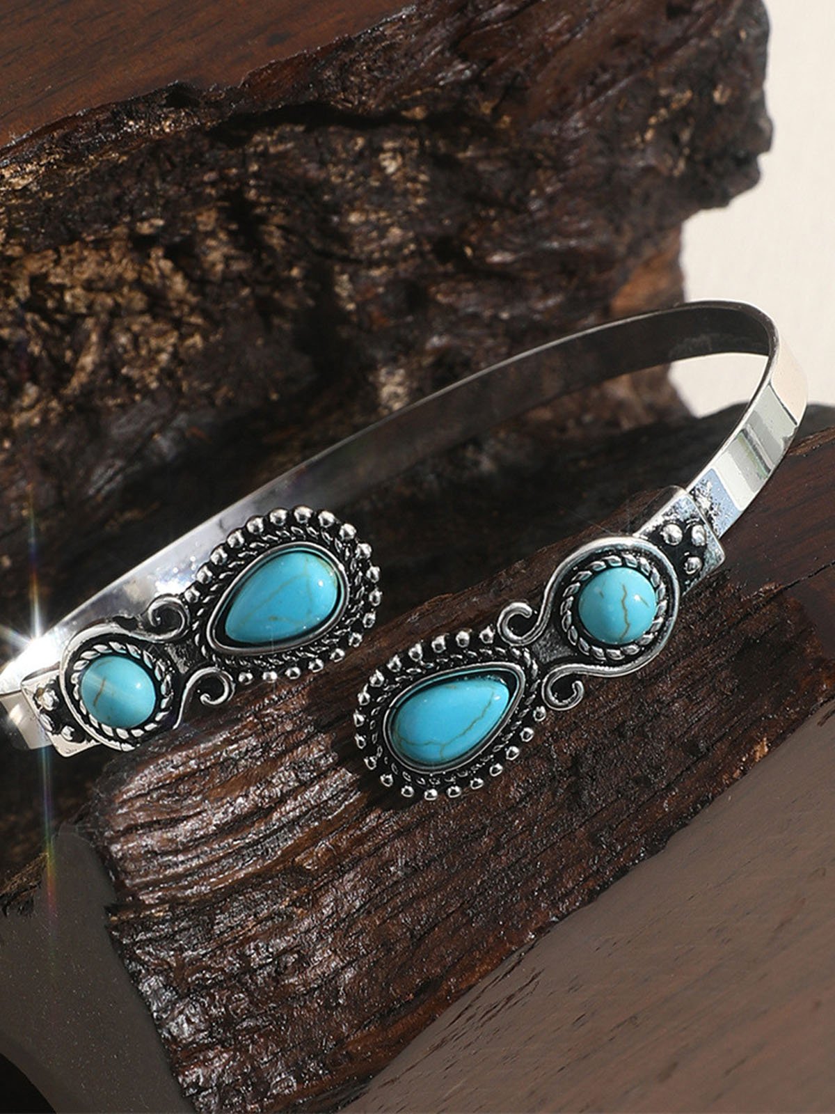 Vintage Alloy Turquoise Open Bracelet Women's Bohemian Bracelet