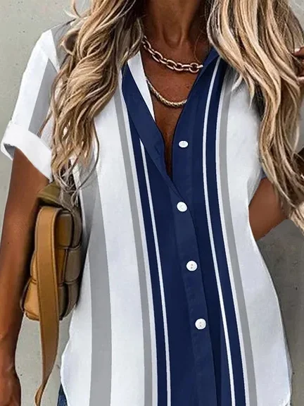 Casual Shirt Collar Loose Blouse