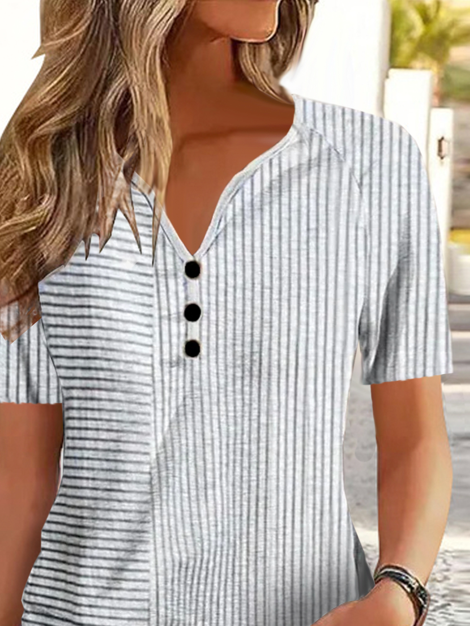 V Neck Jersey Casual Shirt