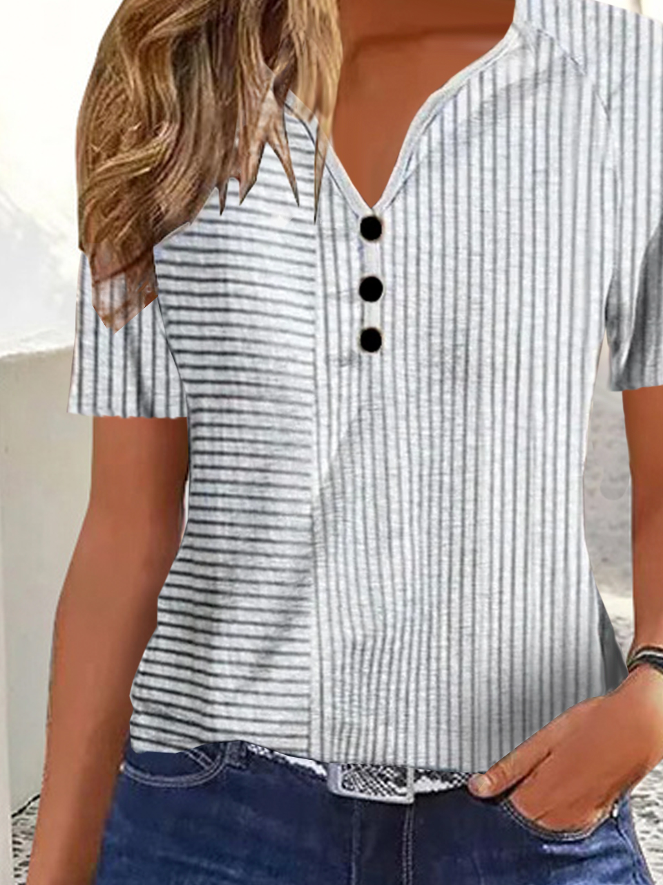 V Neck Jersey Casual Shirt