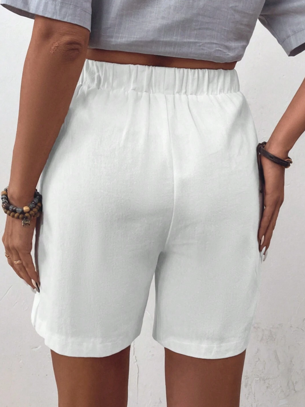 Pocket Stitching Casual Cotton And Linen Shorts
