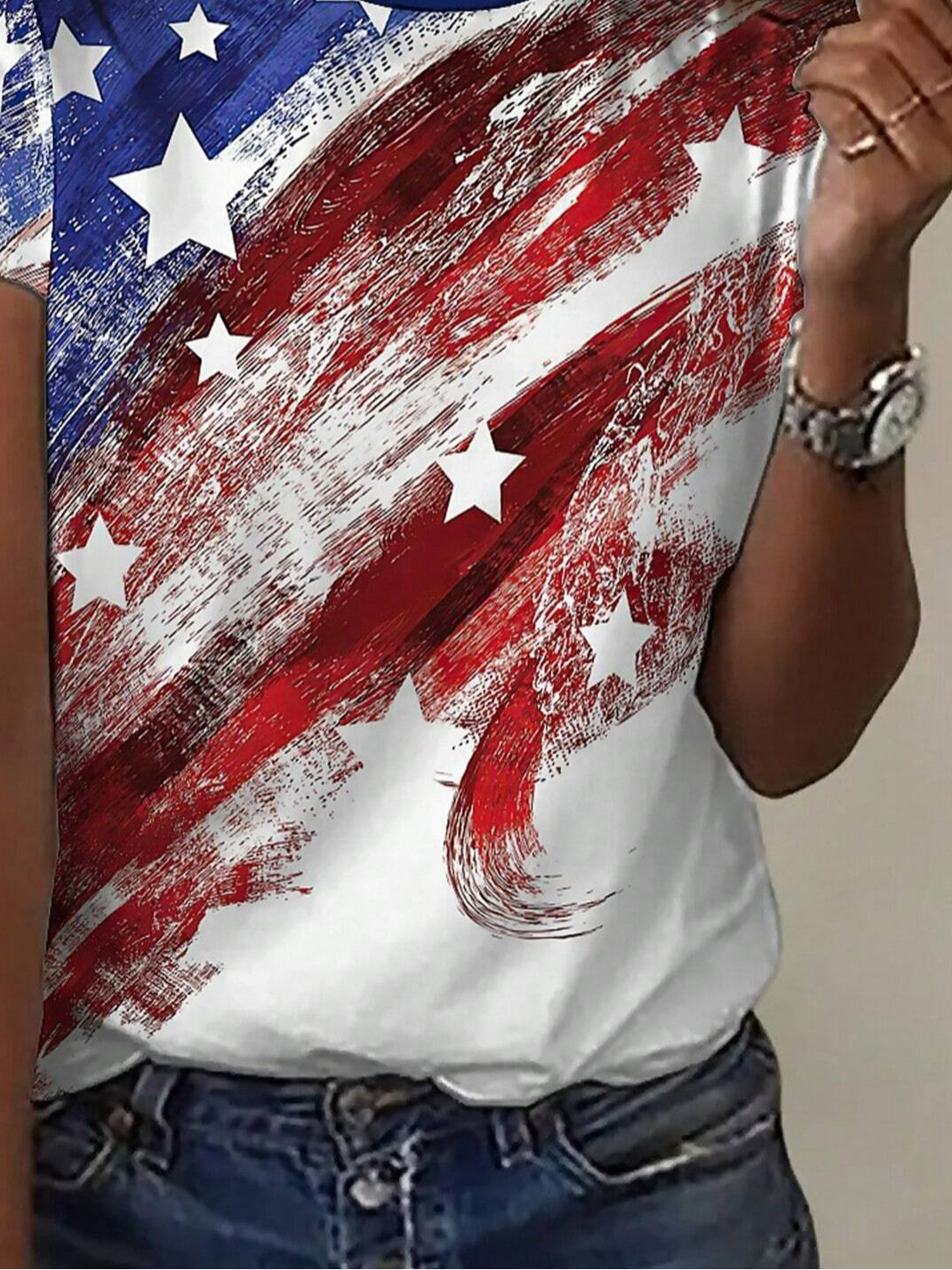 Casual Loose America Flag T-Shirt