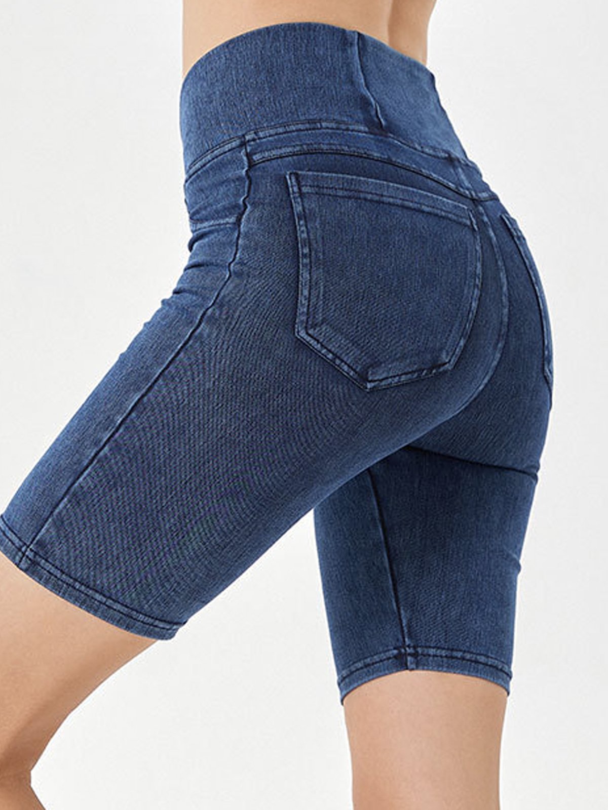 Plain Casual Denim Shorts