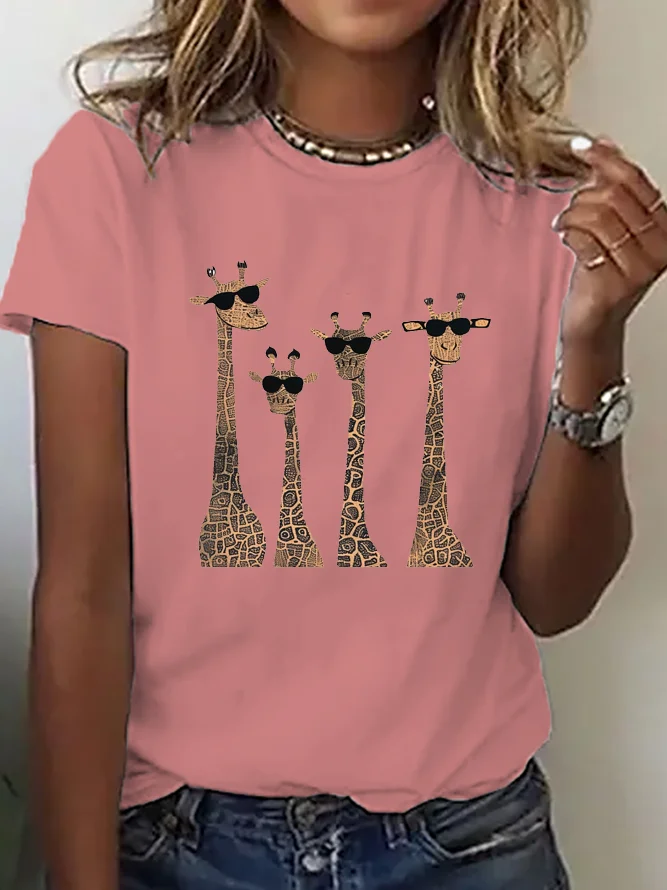 Giraff Crew Neck Loose Casual T-Shirt