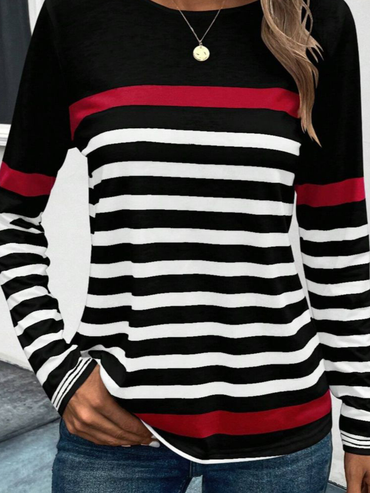 Crew Neck Casual Striped T-Shirt