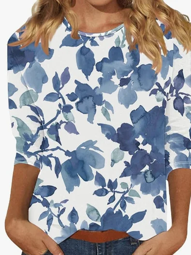 Women's Floral Printing Crew Neck Daily Going Out Casual Top