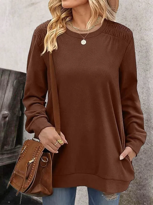 Casual Crew Neck Knitted Sweatshirt