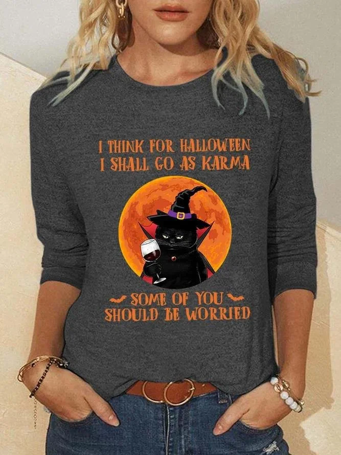 Crew Neck Loose Halloween Casual T-Shirt