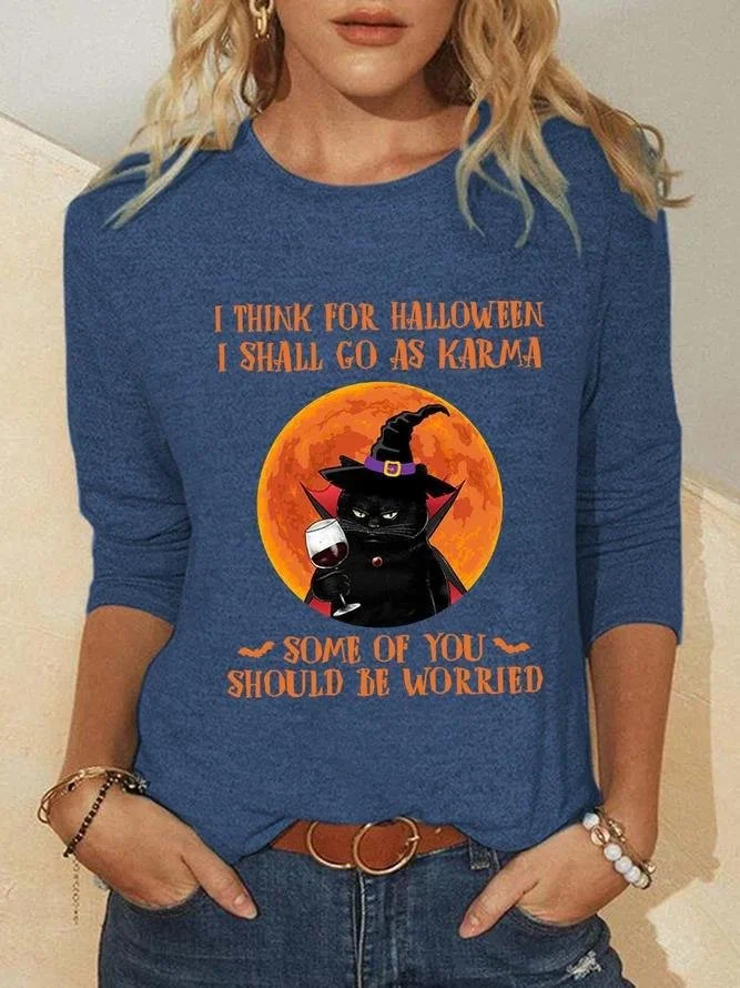 Crew Neck Loose Halloween Casual T-Shirt