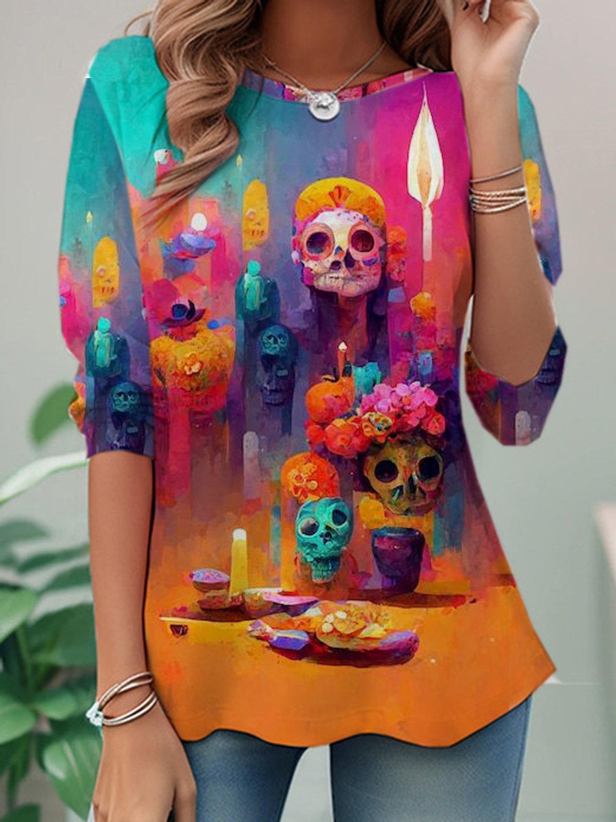Casual Loose Halloween Crew Neck T-Shirt
