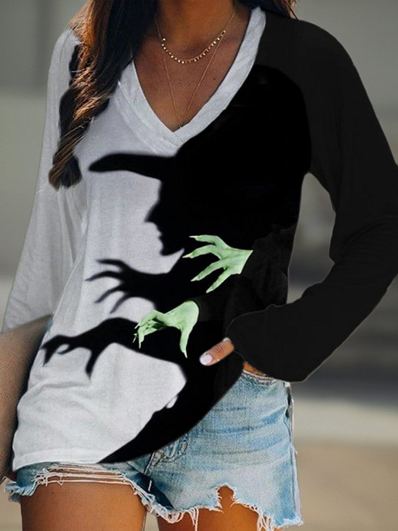 Halloween V Neck Loose Casual T-Shirt
