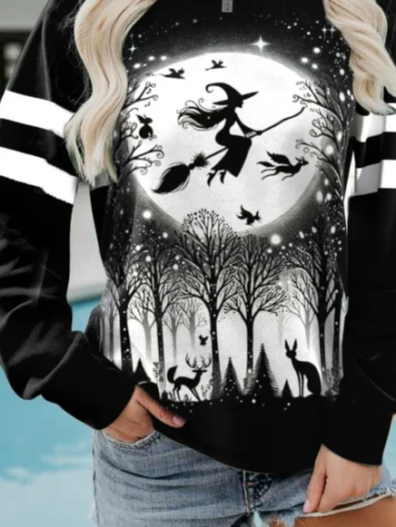 Halloween Casual Loose Crew Neck Sweatshirt
