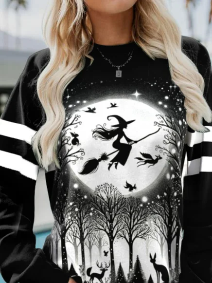 Halloween Casual Loose Crew Neck Sweatshirt