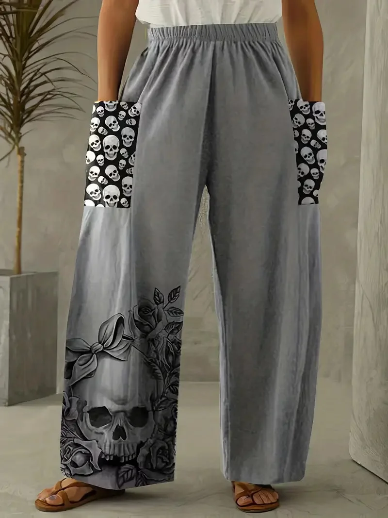 Casual Halloween Cotton And Linen Loose Pants