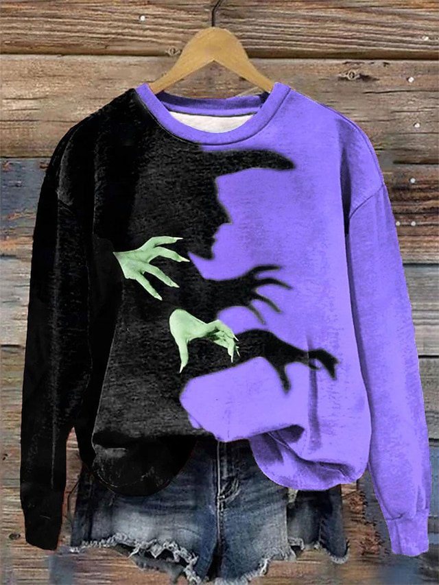 Casual Crew Neck Halloween Loose Sweatshirt