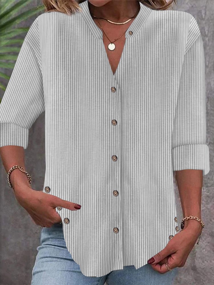 Women Striped Casual Daily Loose Long Sleeve Shirts