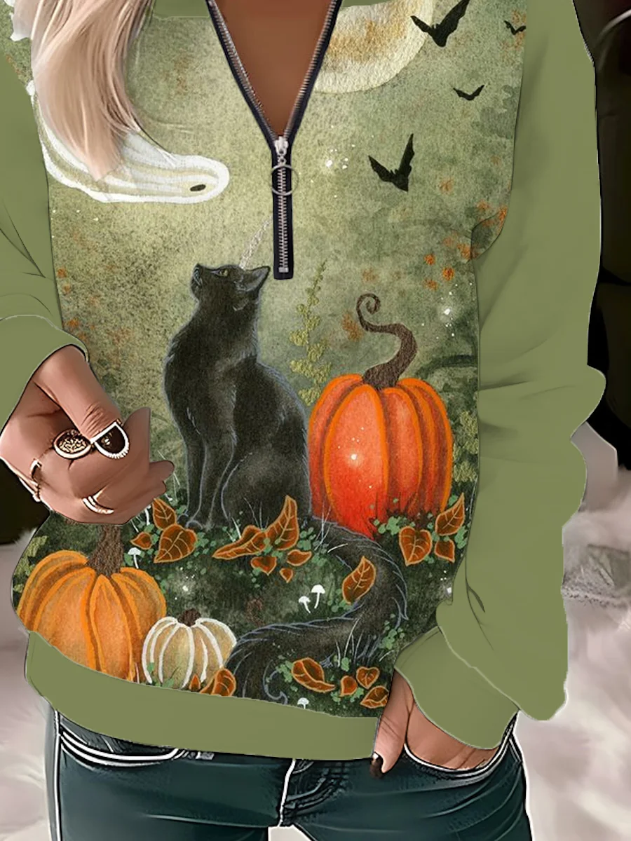 Halloween Casual Crew Neck Sweatshirt