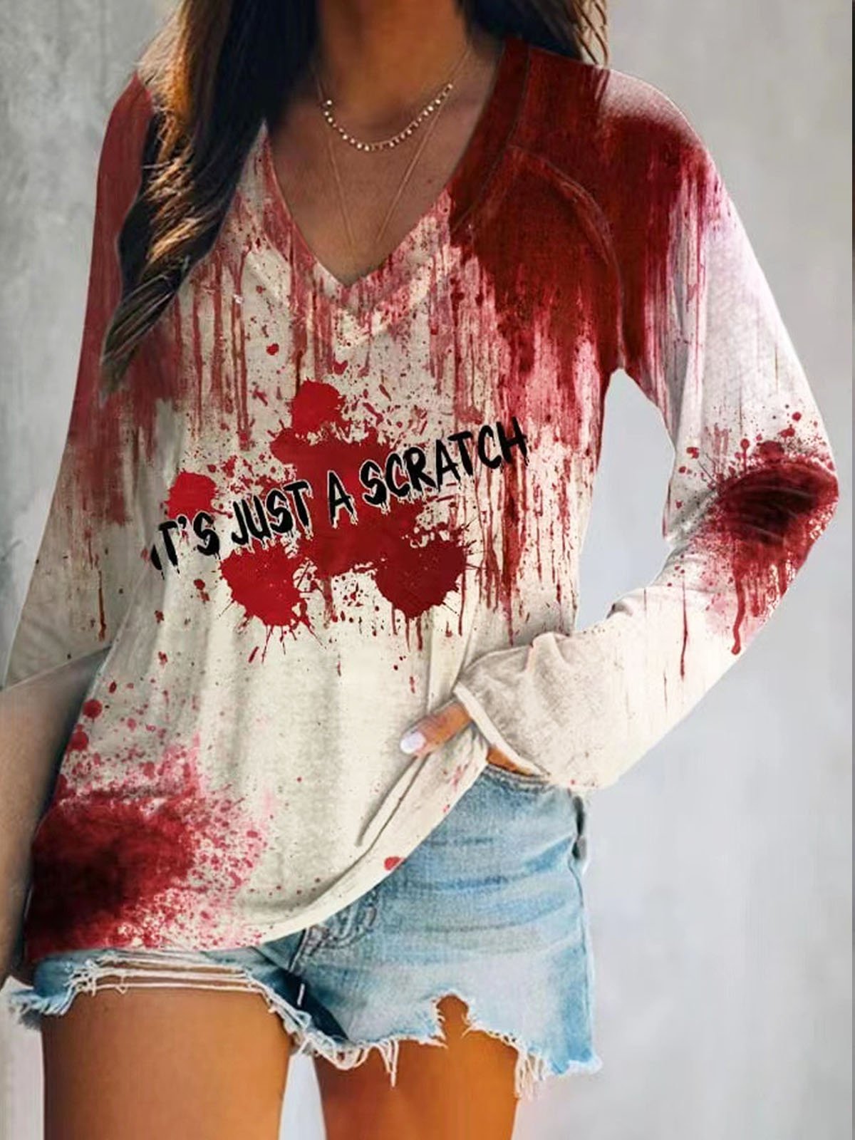 Halloween V Neck Loose Casual T-Shirt