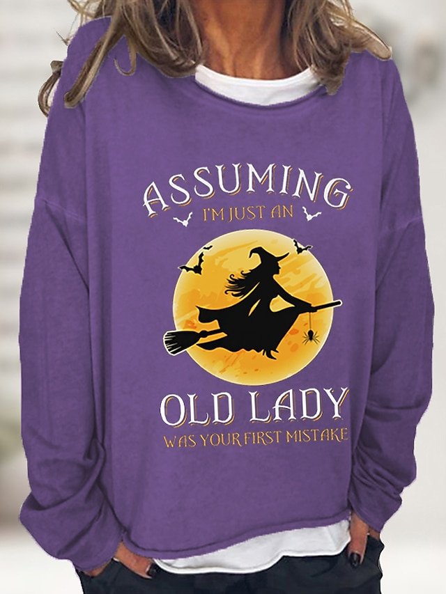 Cotton-Blend Casual Loose Halloween Sweatshirt