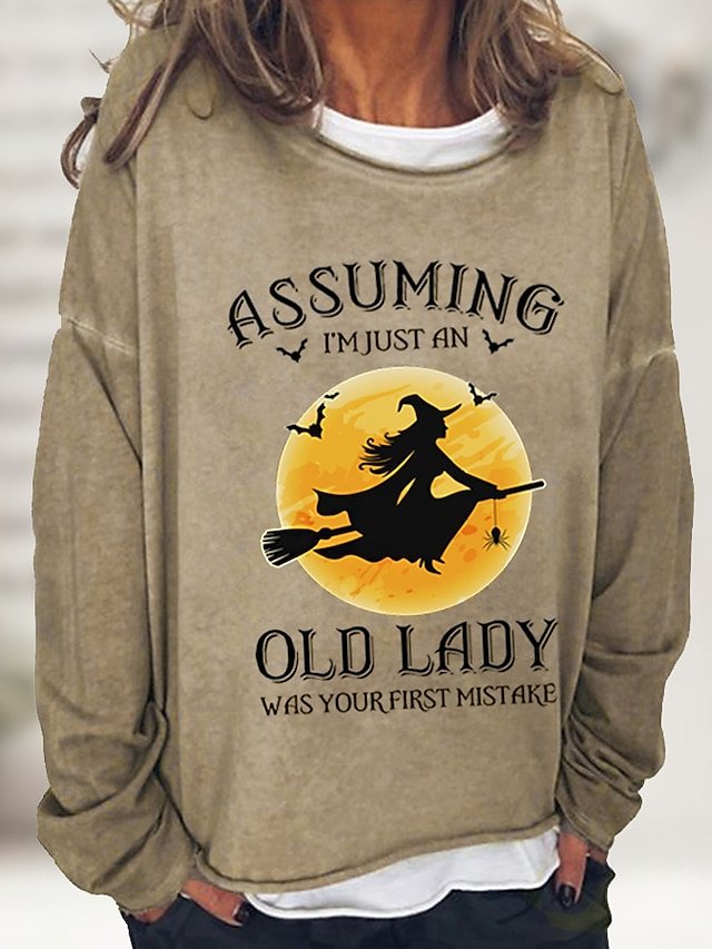 Cotton-Blend Casual Loose Halloween Sweatshirt