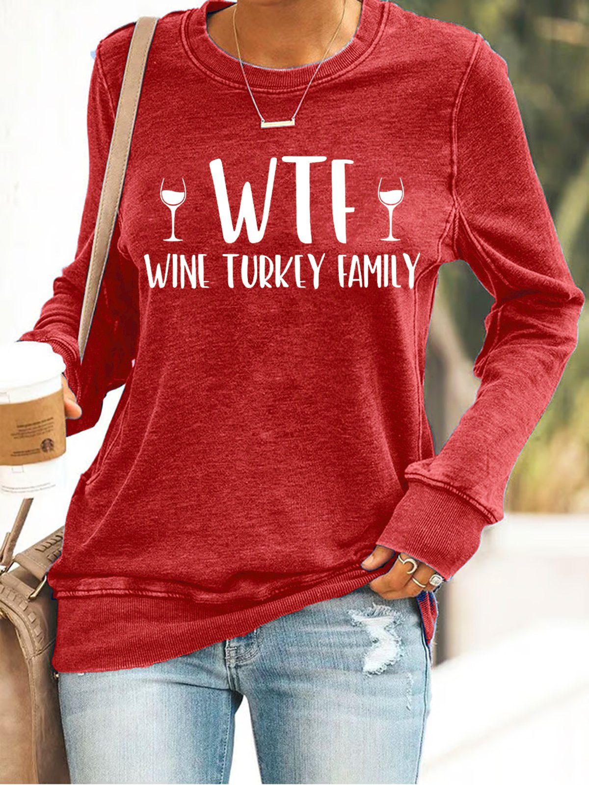 Text Letters Casual Crew Neck Loose Sweatshirt