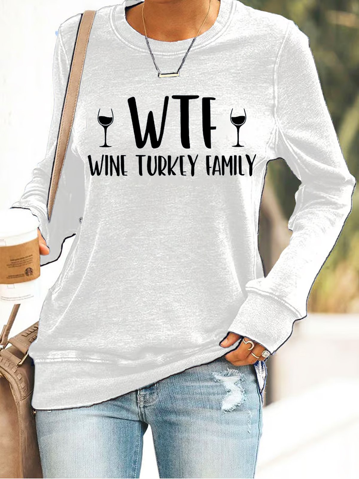 Text Letters Casual Crew Neck Loose Sweatshirt