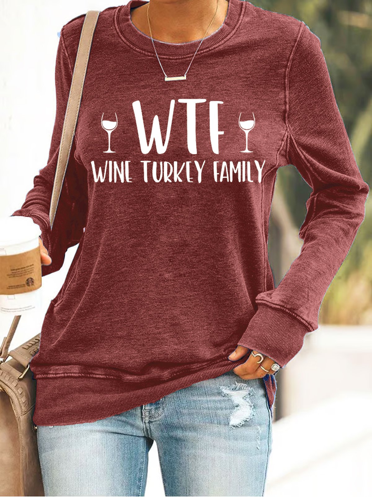 Text Letters Casual Crew Neck Loose Sweatshirt