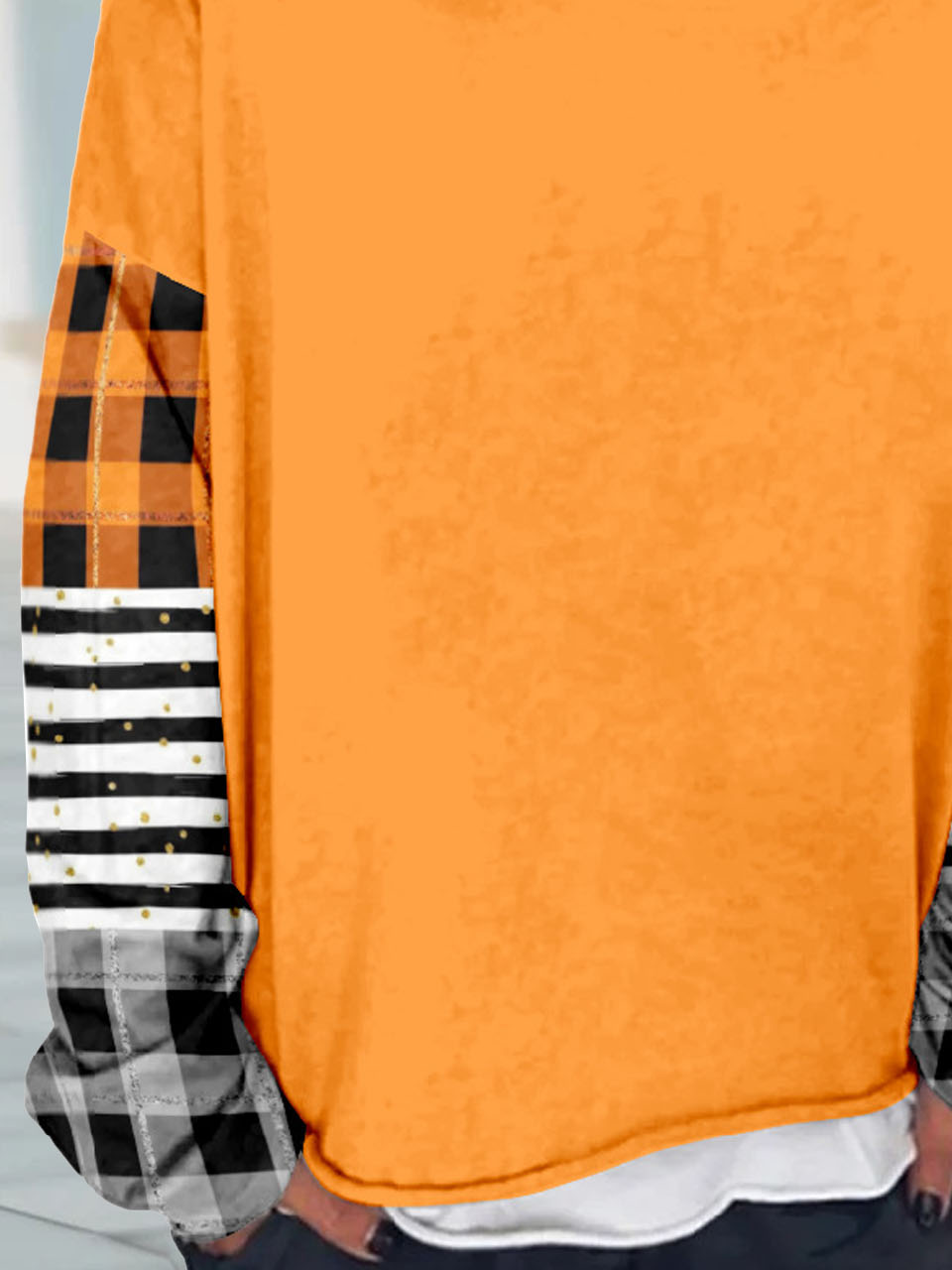 Casual Plaid Loose Crew Neck Sweatshirt