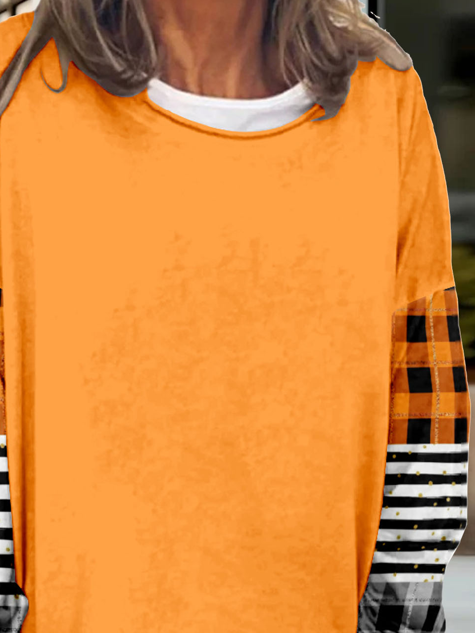 Casual Plaid Loose Crew Neck Sweatshirt