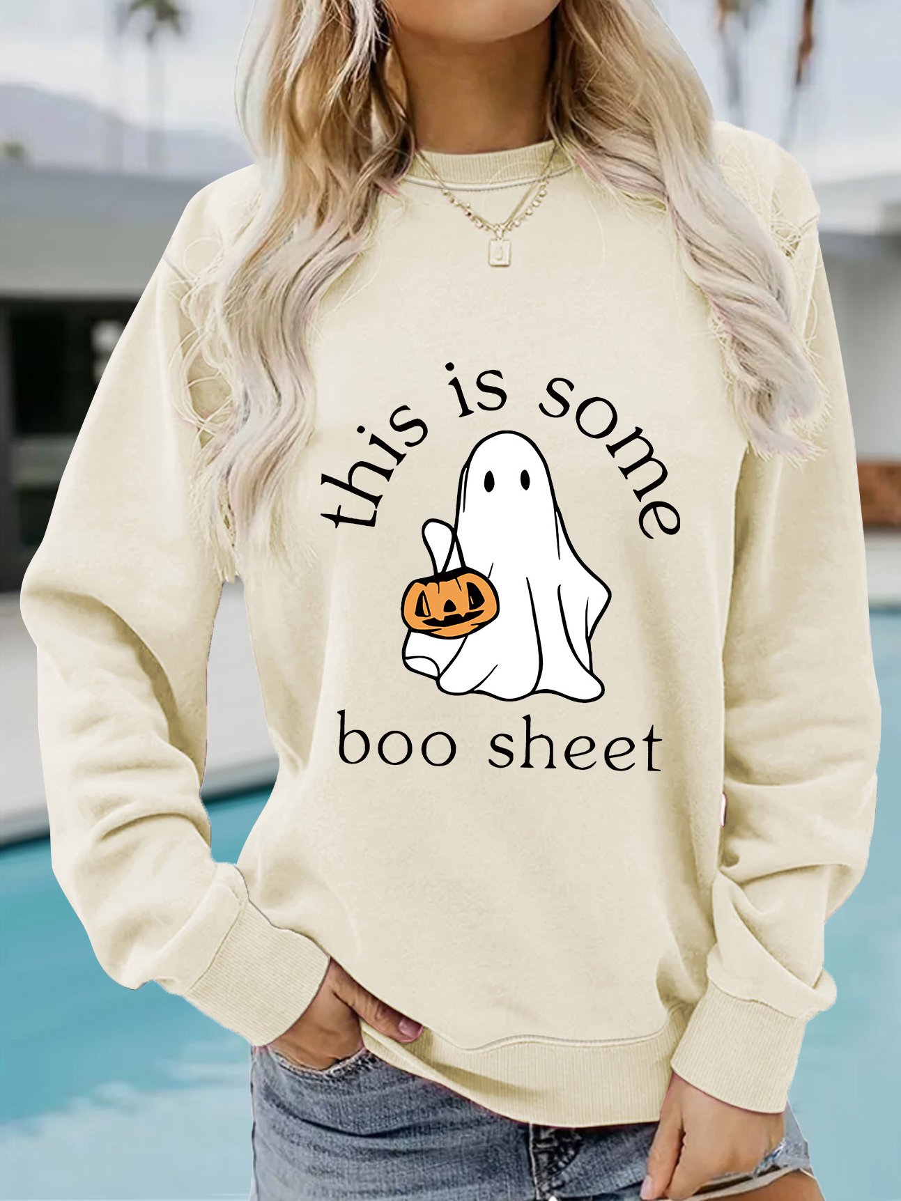 Knitted Casual Crew Neck Loose Sweatshirt