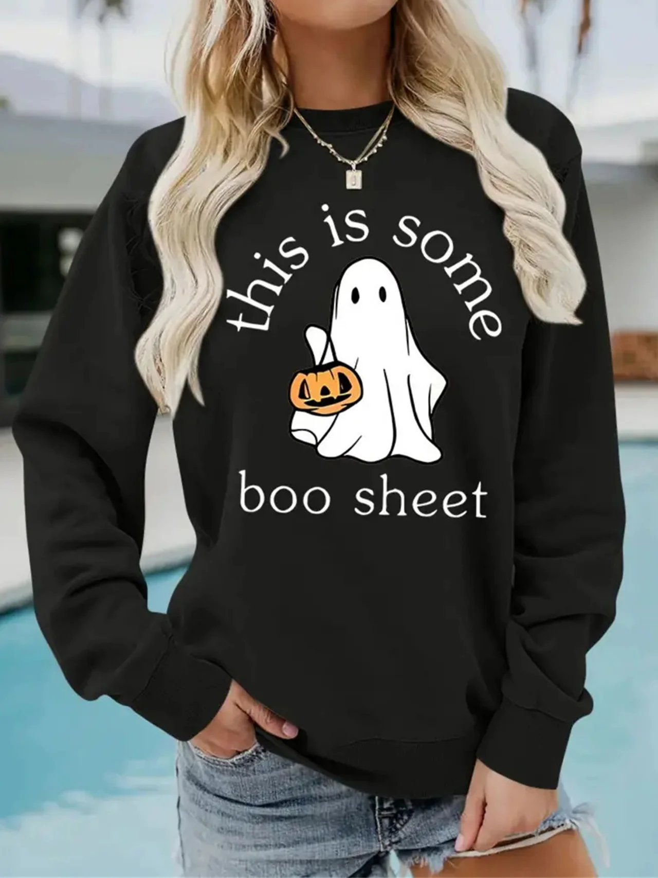 Knitted Casual Crew Neck Loose Sweatshirt