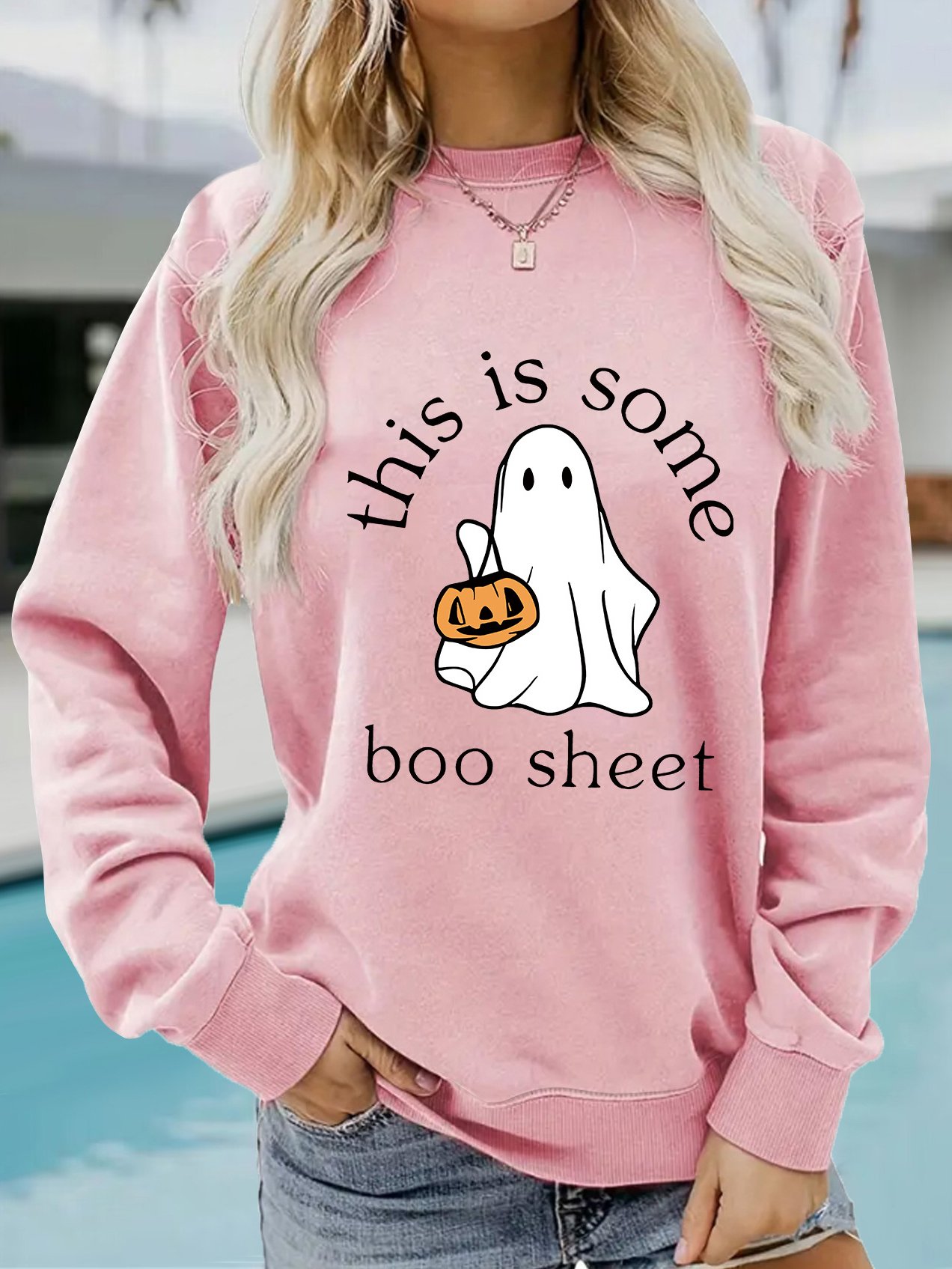 Knitted Casual Crew Neck Loose Sweatshirt