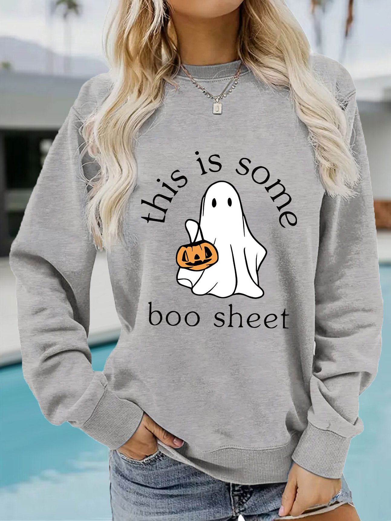 Knitted Casual Crew Neck Loose Sweatshirt